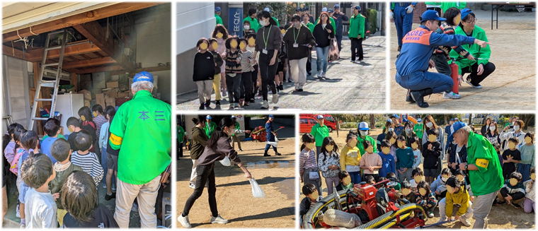 本山第三小学校区防災福祉コミュニティのブロック訓練の様子