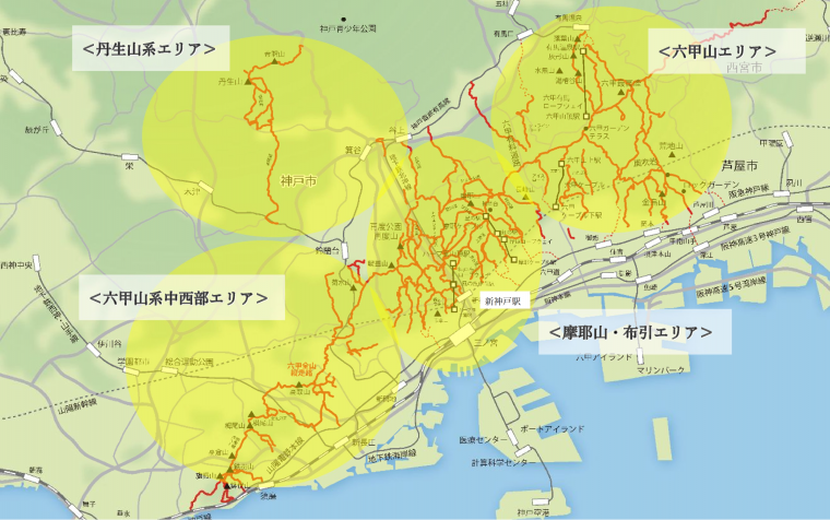 登山エリアの地図